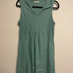 Terri Millennio Sleeveless Green linen Midi Dress